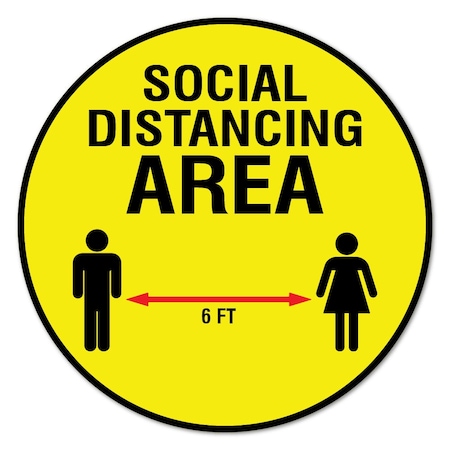 Social Distance Area 6 Ft Non-Slip Floor Graphic, 16in Vinyl Decal, 3PK